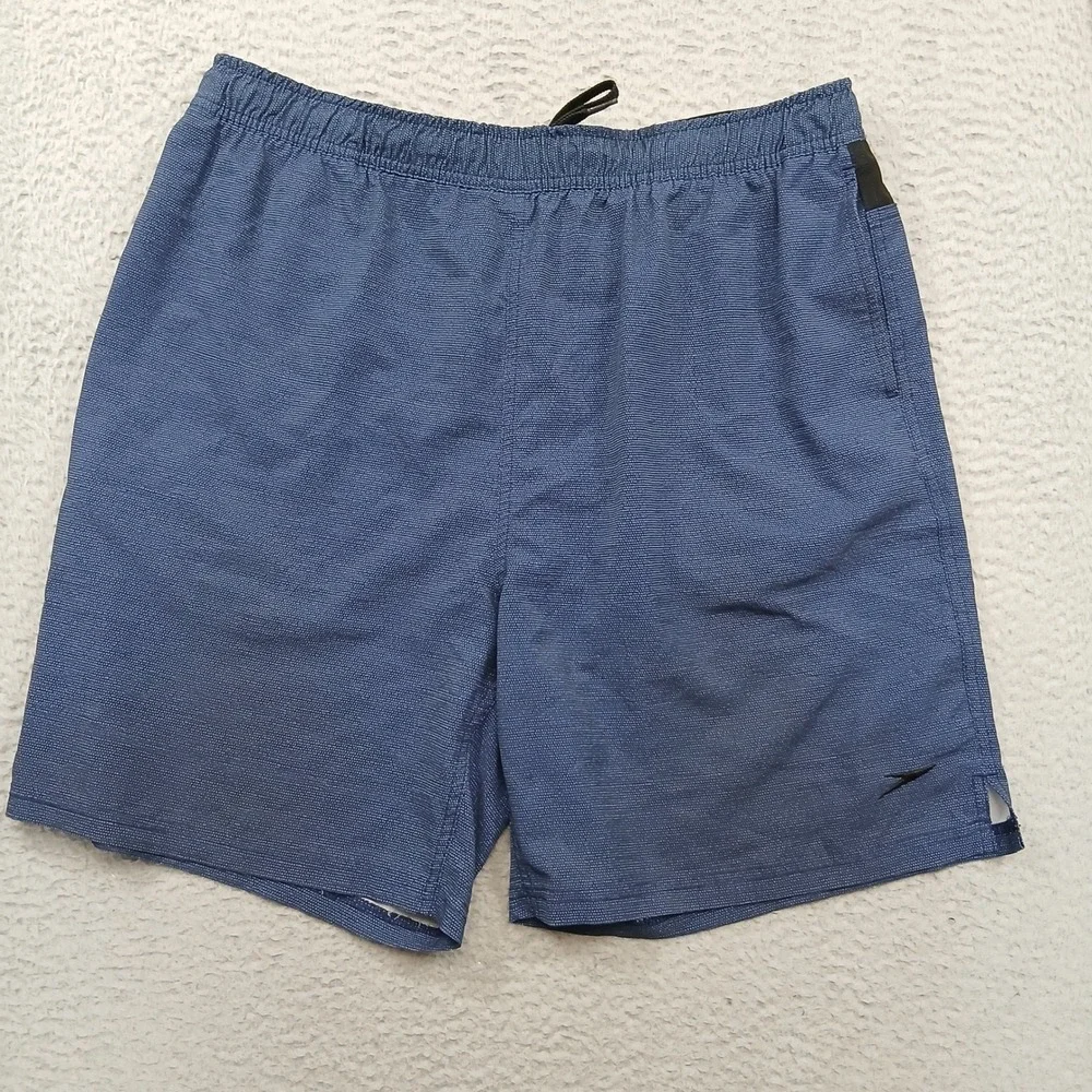 Speedo Swim Shorts Men's XL‎ Blue Elastic Waist Zip Pocket